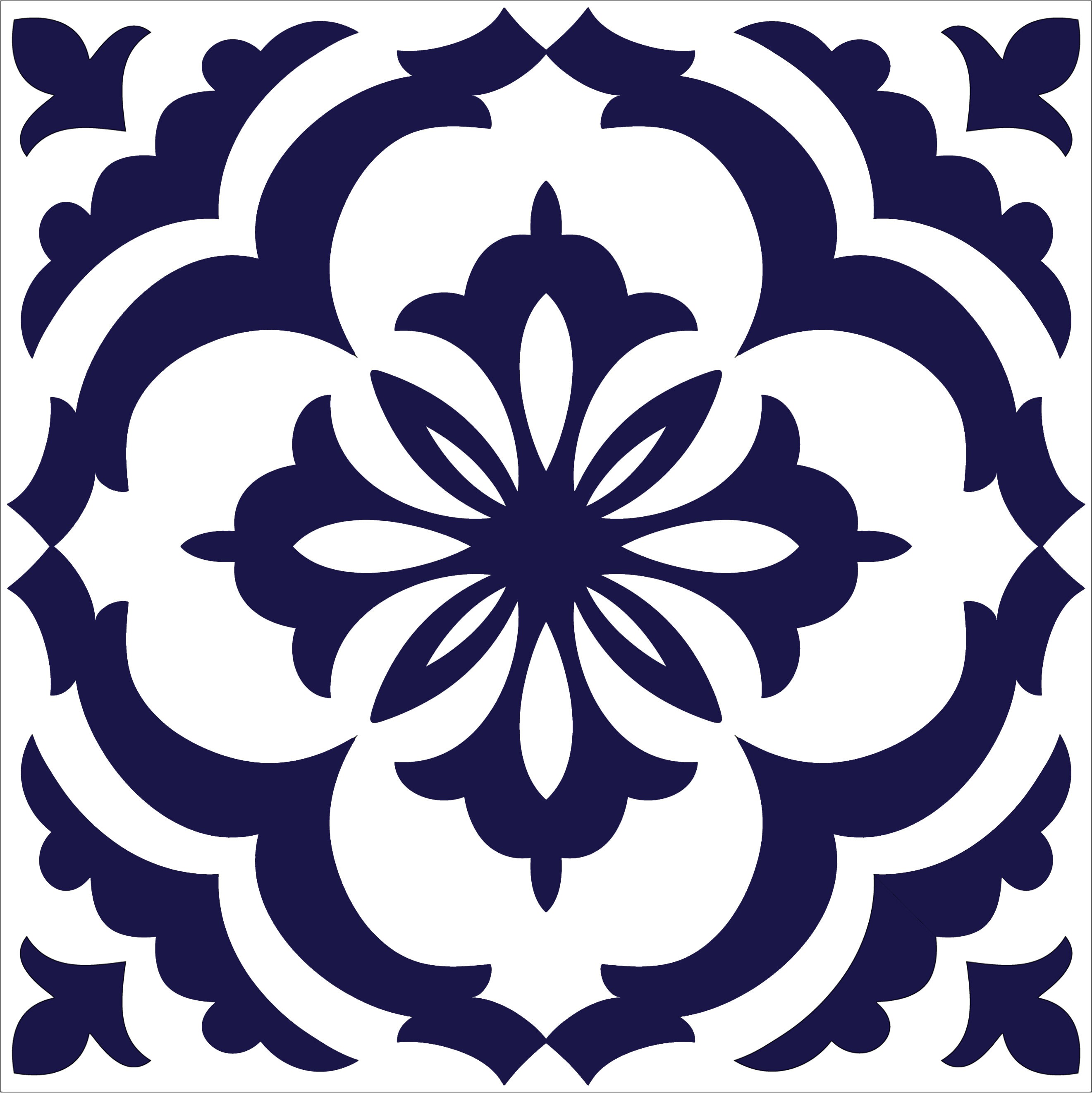 Tile Stickers Navy Blue and White Vintage Tile Decals Etsy