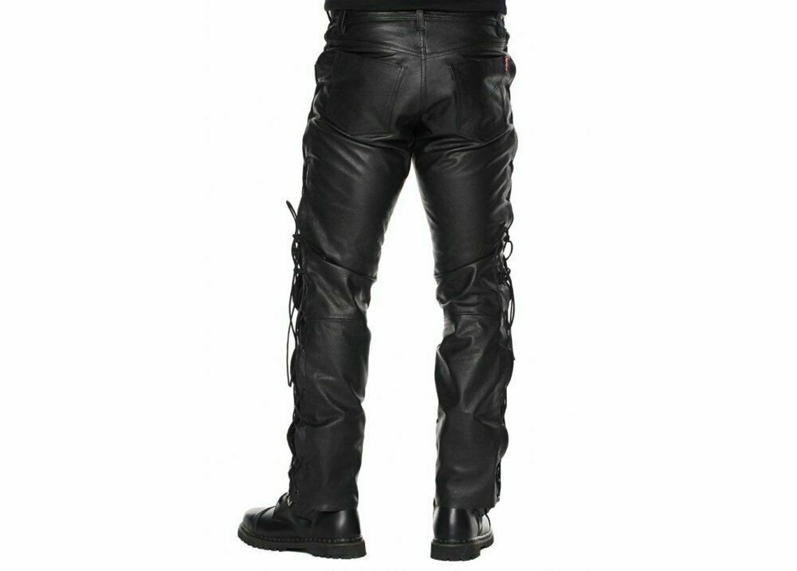 Mens Genuine Leather Pants Biker Rider Jeans Motorcycle | Etsy