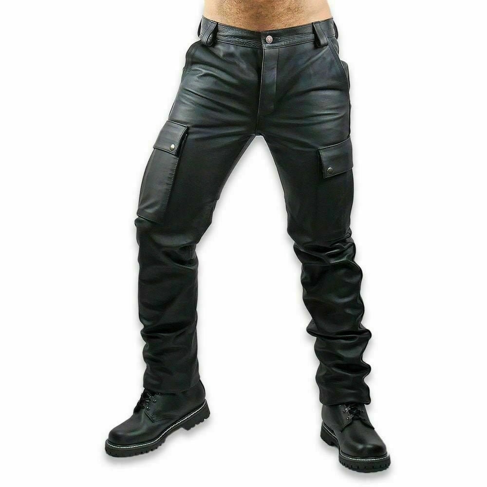 Mens Real Black Leather Motorbike Pant Biker Jeans Cargo 6 - Etsy UK