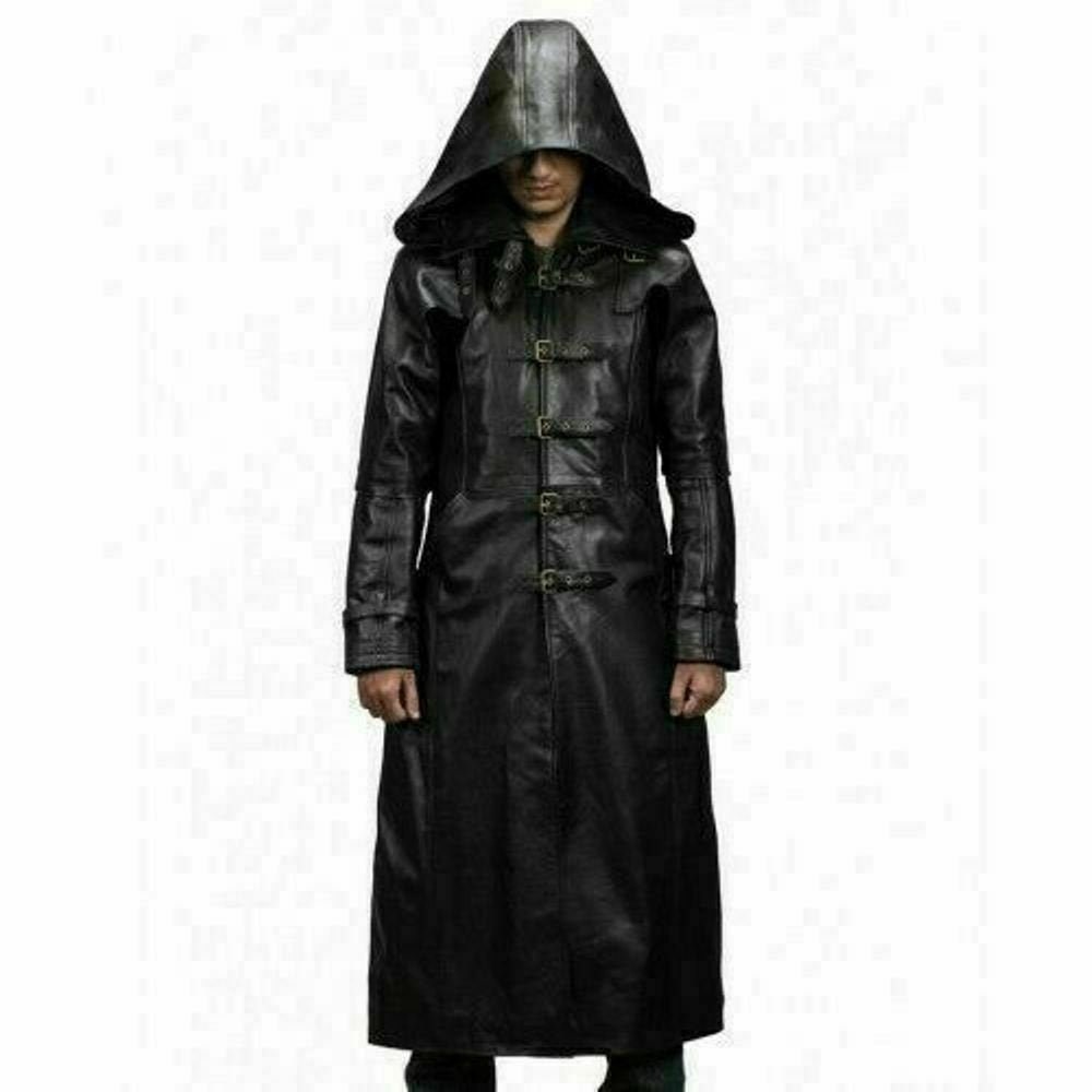 Black Trench Coat With Hood