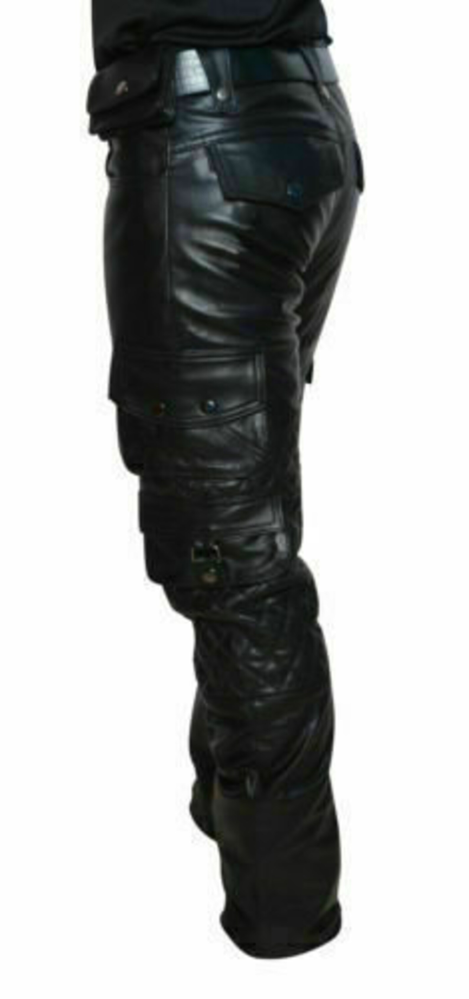 Mens Genuine Leather Quilted Pants Real Leather Lambskin Cargo Etsy