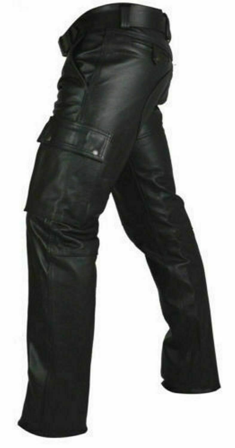 Mens Real Black Leather Motorbike Pant Biker Jeans Cargo 6 - Etsy UK