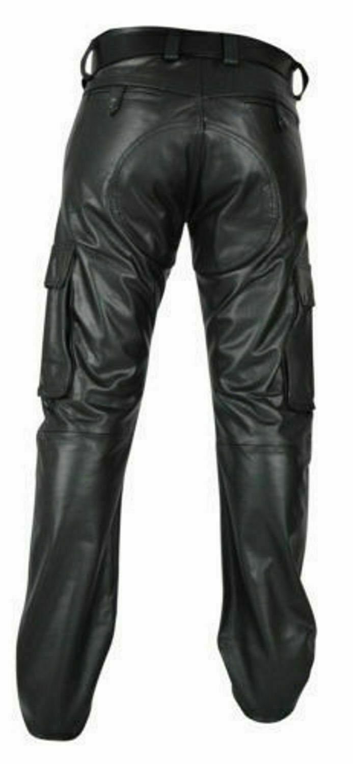 Mens Real Black Leather Motorbike Pant Biker Jeans Cargo 6 - Etsy