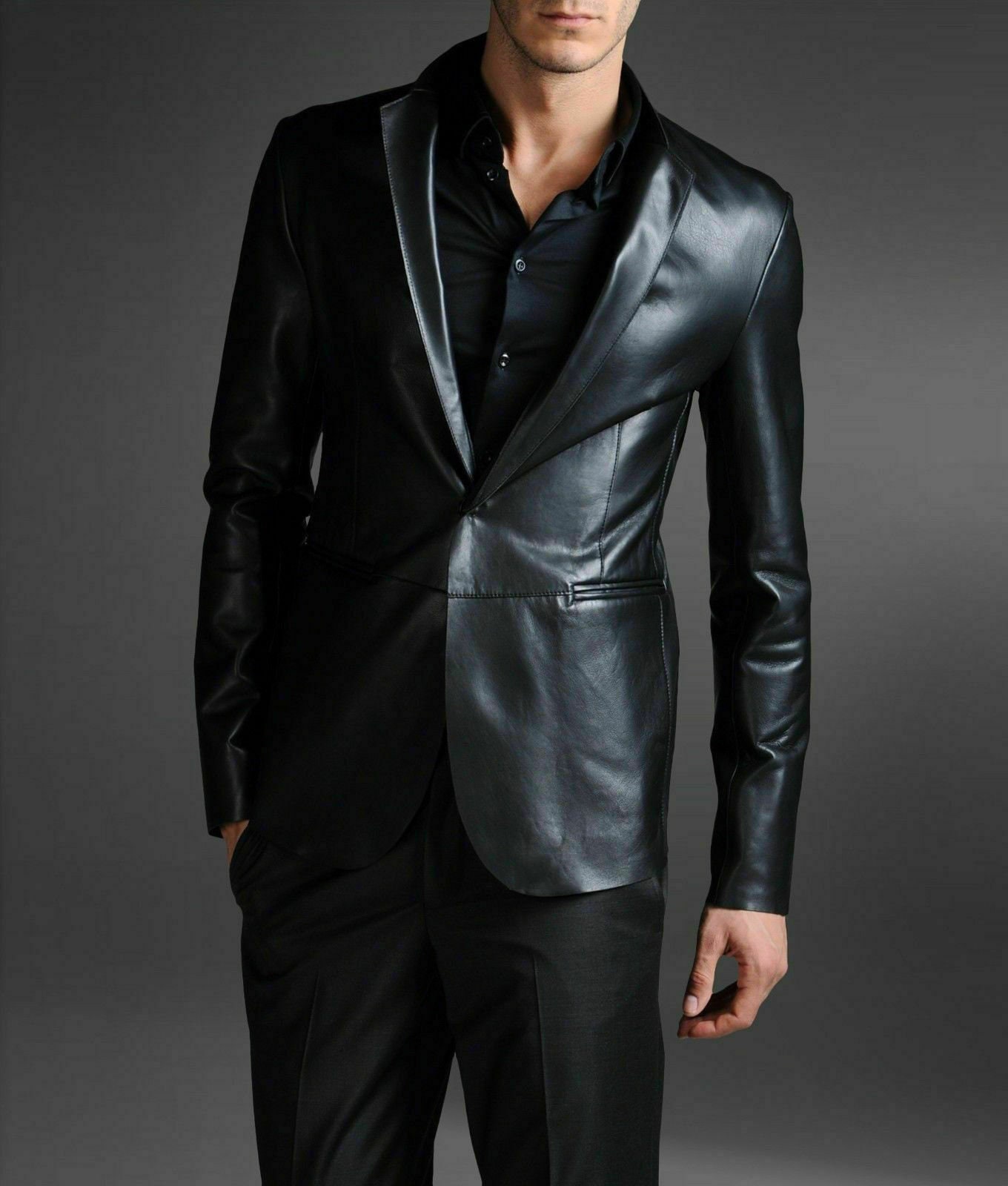 Leather Lapel Jacket - Etsy