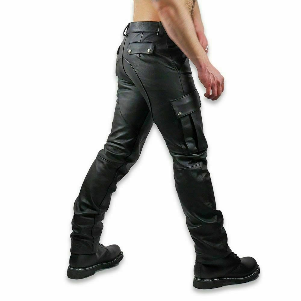 Mens Real Black Leather Motorbike Pant Biker Jeans Cargo 6 - Etsy UK