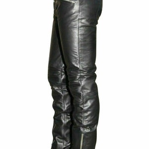 Mens Real Black Leather Breeches Motorbike Biker Pants Jeans - Etsy