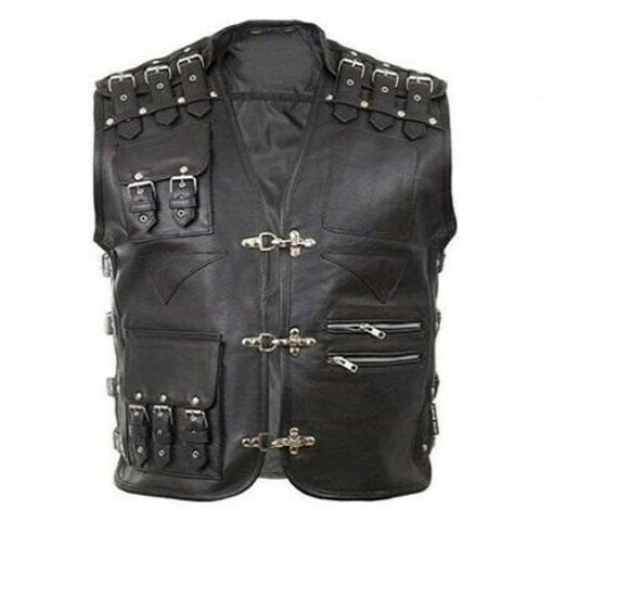 PU Leather Motorcycle Vest for Men Classic Vintage Riding Biker Vests Cut  Off Button Down Sleeveless Jacket with Pockets Black at  Men's  Clothing store