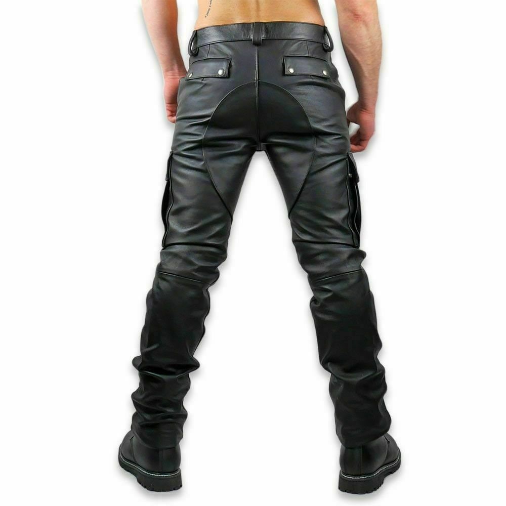 Mens Real Black Leather Motorbike Pant Biker Jeans Cargo 6 - Etsy UK