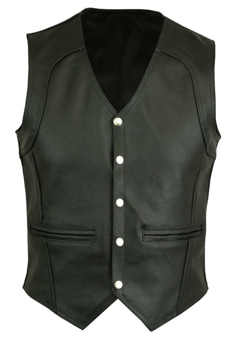 Mens Genuine Black Leather Vest Rider Biker Vest Motorcycle - Etsy