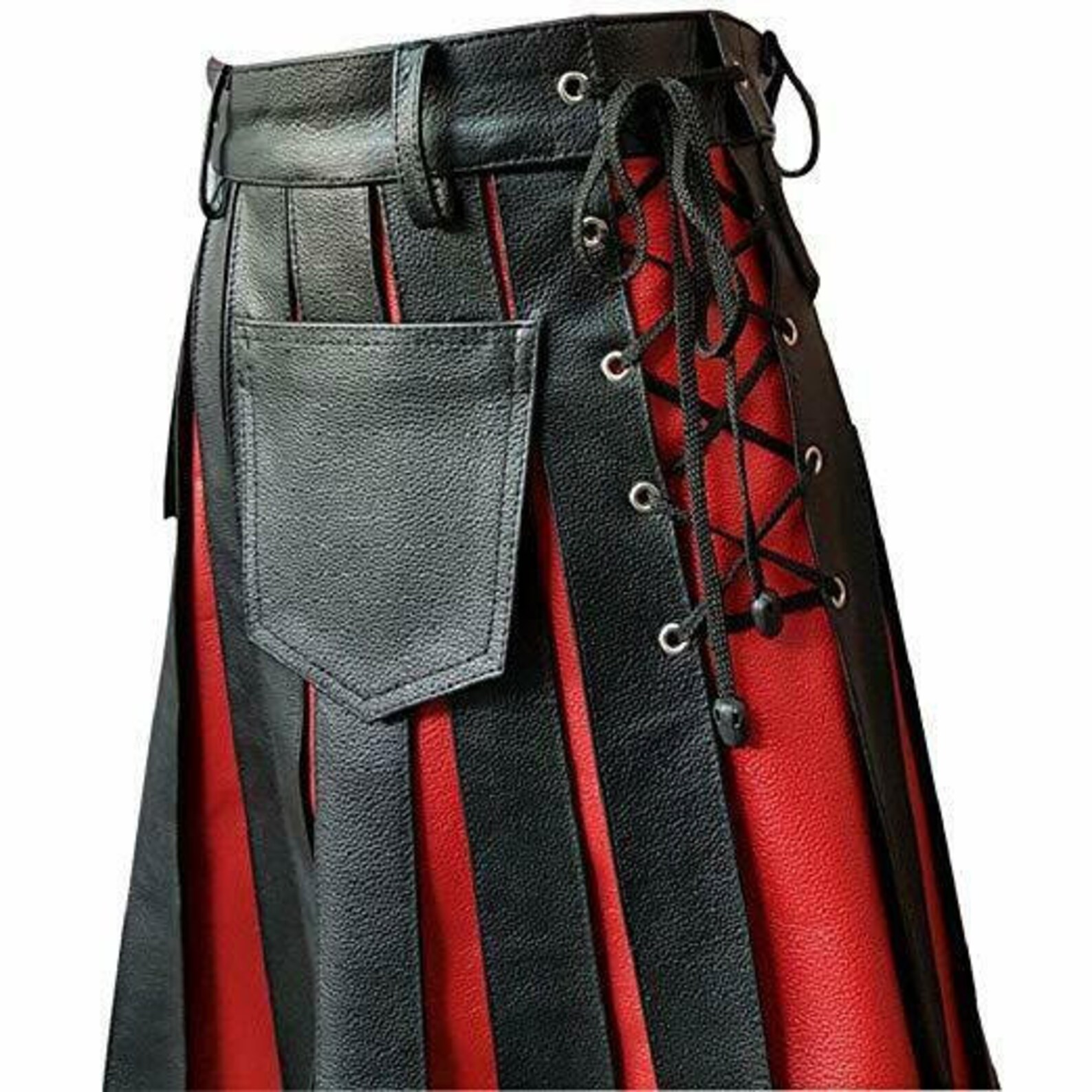 Mens Black and Red Genuine Leather Kilts Roman Gladiator Etsy UK