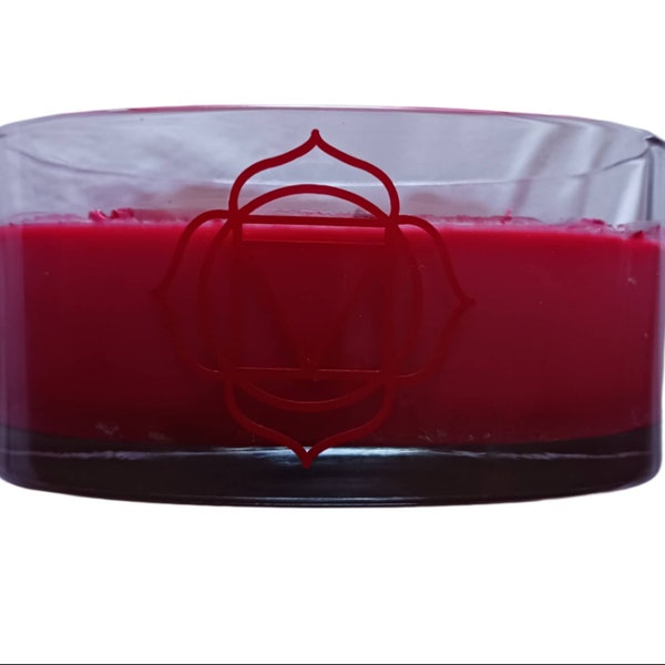 Root chakra 3 wick intentional meditation candle with red jasper crystal stones 10 oz soy wax