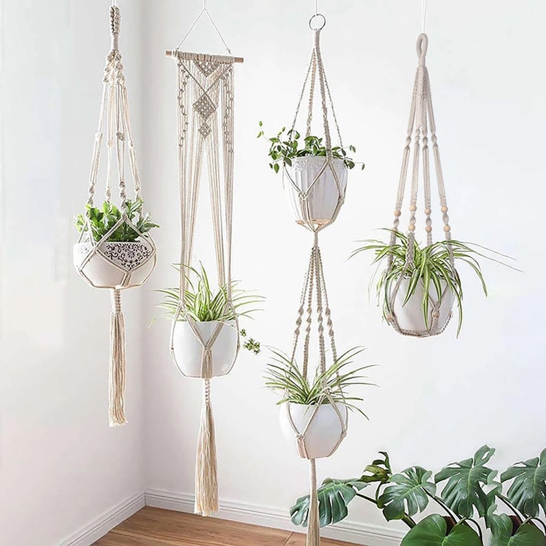 1 to 5Pcs set Macrame Plant hanger, wall Hanging plant holder 