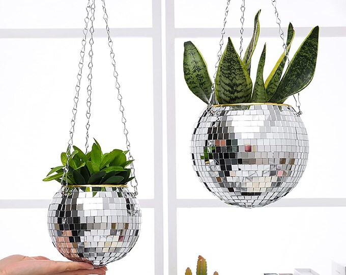 Disco Ball Planter Disco Ball Plant Hanger Wall Hanging Ball Etsy