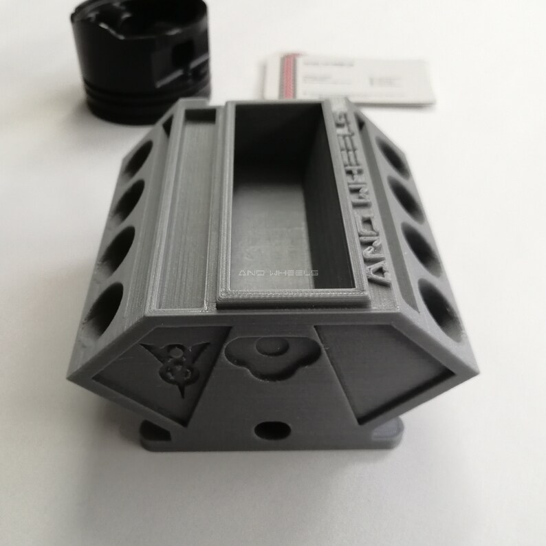 3D Printed V8 Engine Block Business Card Holder, Desk Accesories for