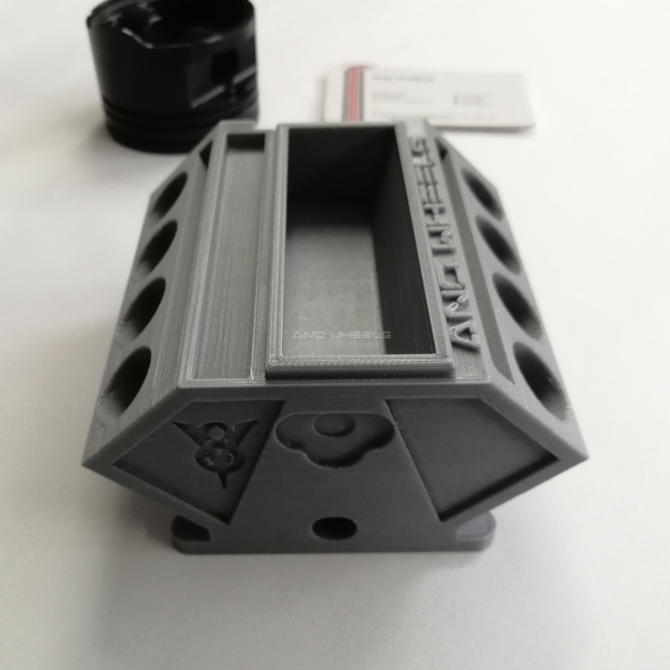 3D Printed V8 Engine Block Business Card Holder, Desk Accesories for