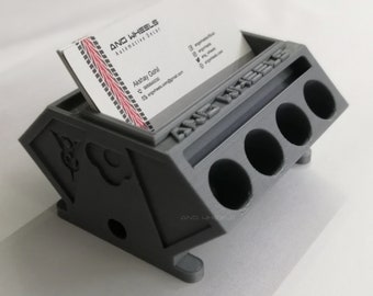 3D printed V8 engine block business card holder, Desk accesories for automobile enthusiasts, Personalised desk organiser, Gift for him
