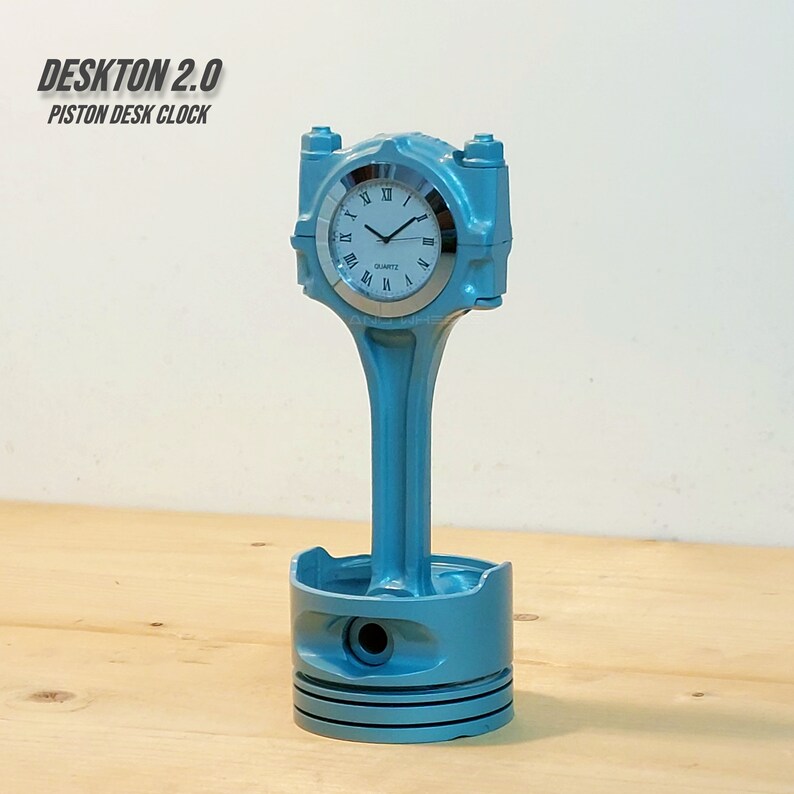 DESKTON 2.0 Desk Clock Made from Piston Grigio Alloy Man Cave Automobile Enthusiasts Gift for Him Repurposed Free Shipping image 2