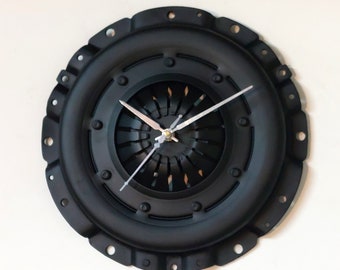 Shift into Style with Our Matte Black Clutch Plate Wall Clock - A Unique Automotive Statement! | Man Cave | Gift idea | Automotive Lifestyle