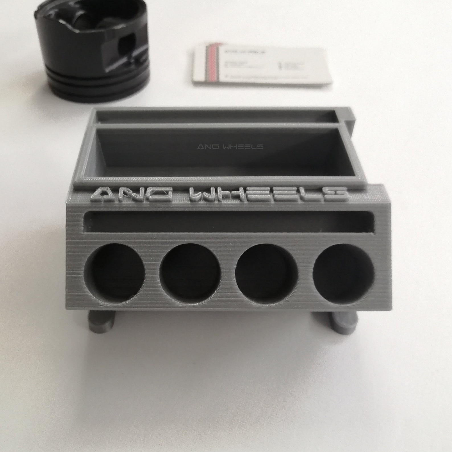 3D Printed V8 Engine Block Business Card Holder, Desk Accesories for