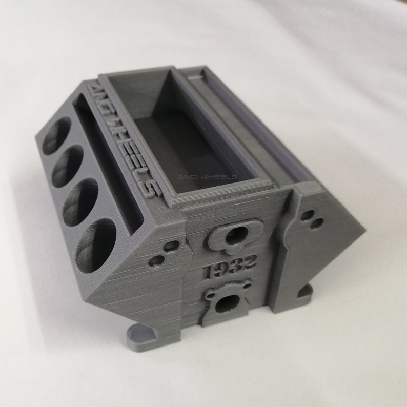3D Printed V8 Engine Block Business Card Holder, Desk Accesories for