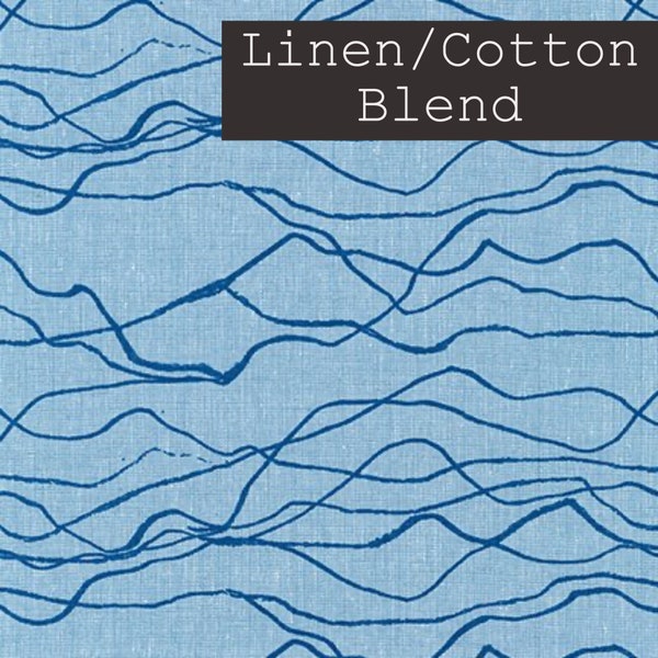 Trail Lines in Delft - from Quarry Trail by Anna Graham - for Robert Kaufman Fabrics - 55/45% Linen Cotton Blend Quilting Fabric