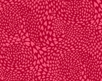 Swirl of Hearts in Red - REMNANT 14.75"x42" from Eden by Sally Kelly - for Windham Fabrics - 100% Cotton Quilting Fabric