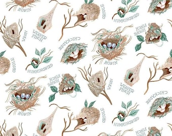 Nests -from Bird Song by Rae Ritchie - for Dear Stella  Fabrics - 100% Cotton Quilting Fabric