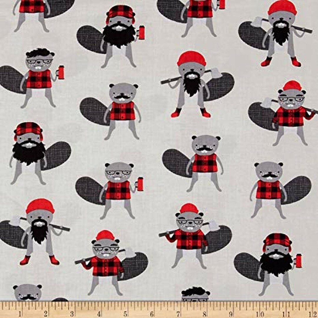 Burly Beavers for Robert Kaufman Fabrics 100 Cotton Quilting Fabric Etsy