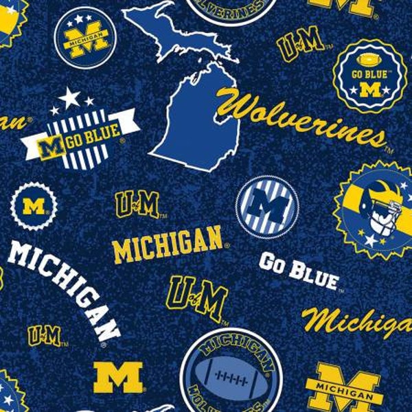 NCAA, University of Michigan, Michigan Wolverines, Home State Fabric, 100% Cotton Fabric