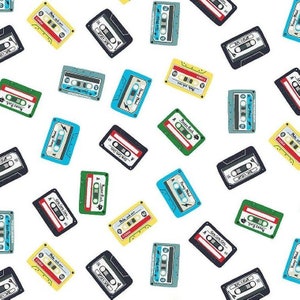 Cassette Tape Mix -  from Pour Some Sugar on Me - - for Dear Stella Design - 100% Cotton Quilting Fabric