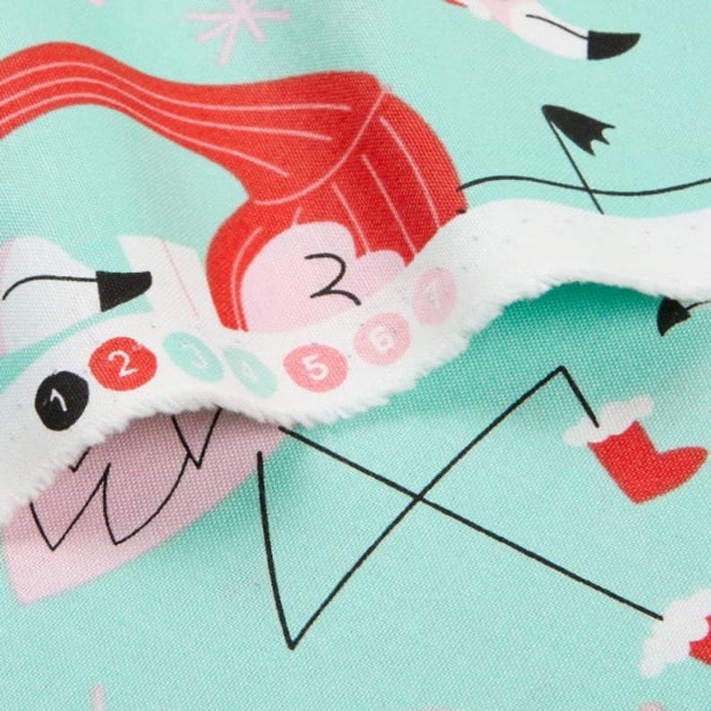 for Alexander Henry Fabrics 100/% Cotton Quilting Fabric Fa La La Flamingo Mint from Christmas Time