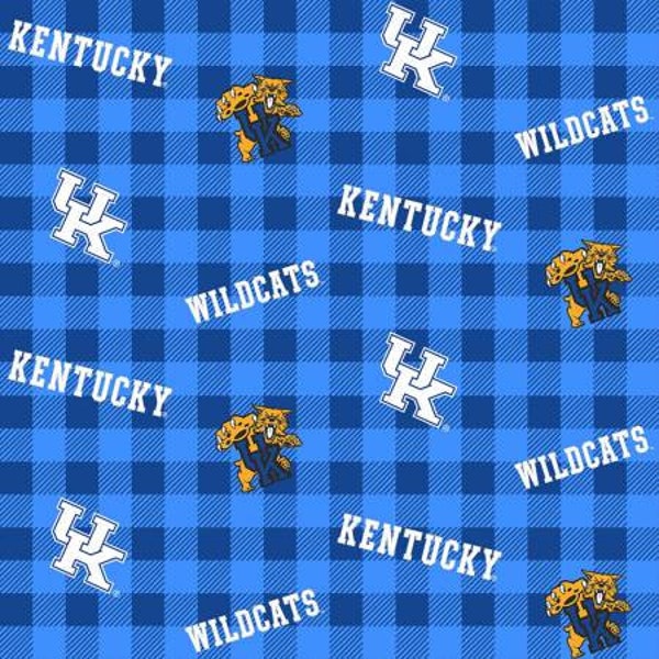 NCAA, University of Kentucky, Wildcats, Buffalo Plaid Fabric, 100% Cotton Fabric