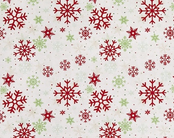 Snowflakes White - from Timber Gnomes Tree Farm by Shelly Comiskey - for Henry Glass Fabrics - 100% Cotton Quilting Fabric