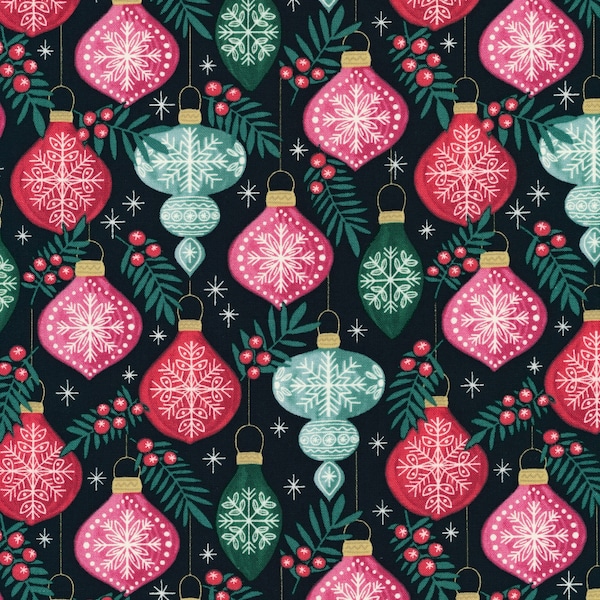 Berries & Baubles - from Winter Wonderland - by Helen Bowler - for Cloud9 Fabrics - 100% ORGANIC Cotton Quilting Fabric