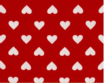 Medium Hearts in Red - REMNANT 15.75"x44" from Sevenberry Classiques - for Robert Kaufman Fabrics - 100% Cotton Quilting Fabric