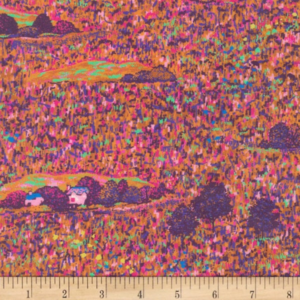 Pastoral Impressionist in Fuchsia - from Painterly Petals - for Robert Kaufman Fabrics - 100% Cotton Quilting Fabric