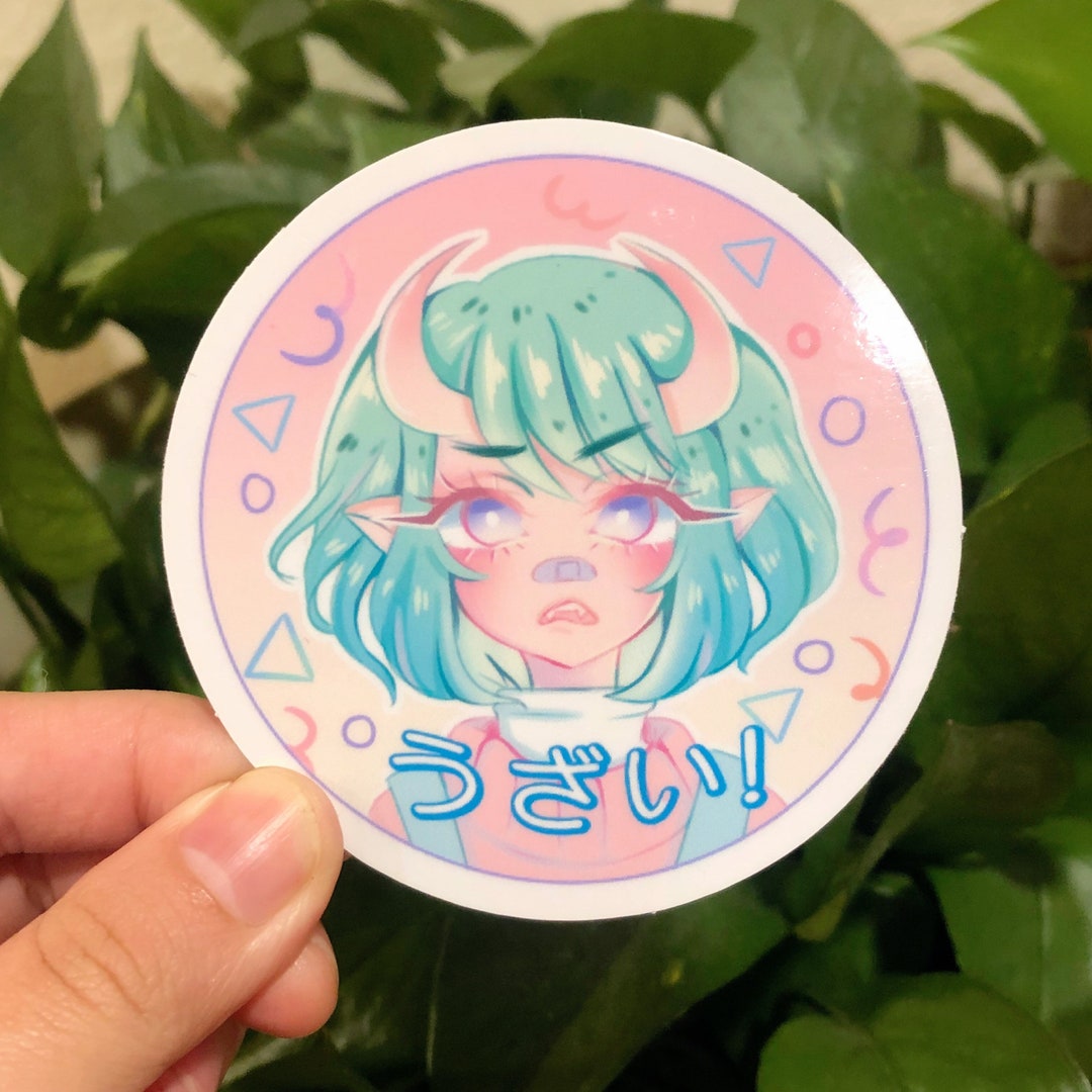 3inch Kawaii Cute Pastel Demon Girl Circle Anime Sticker Etsy