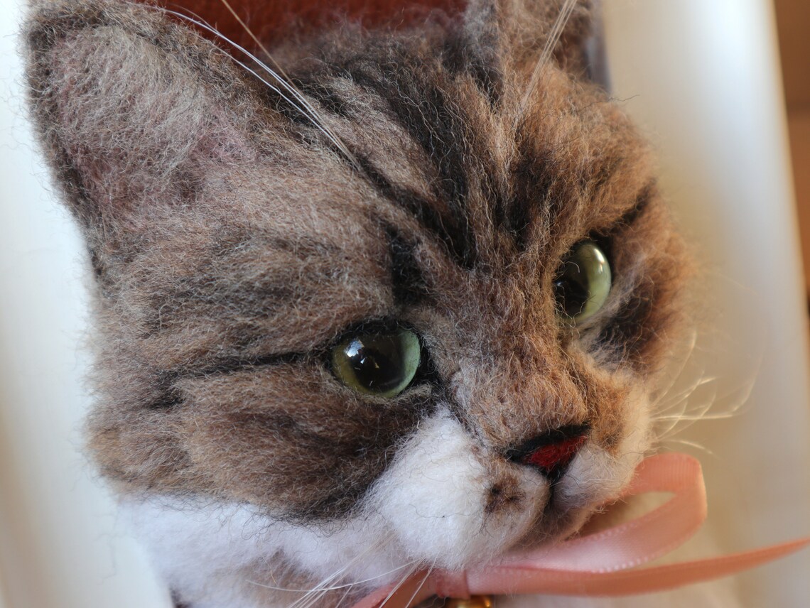 Realistic Needle Felting Cat Portrait Custom Felting Cat Etsy