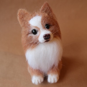 12cm Custom Gevilte Hond Sculptuur/Replica Hond Portret; Aangepaste hond naald vilten volledige lichaam; huisdier geheugen; Realistische huisdierreplica; Huisdieren portret