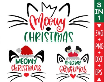 Meowy Christmas Svg Etsy