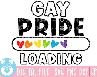 ゲイ プライド読み込み SVG、ゲイ プライド SVG、LGBT SVG、ゲイ SVG、プライド SVG、レインボー SVG、ゲイ プライド シャツ SVG、ゲイ フェスティバル アウトフィット SVG、Cricut 用カット ファイル