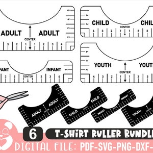 Tshirt Ruler SVG Bundle 4 Templates, T Shirt Alignment Tool Svg, Png, Pdf,  Eps, Dfx, Printable Shirt Placement Guide, Instant Download 