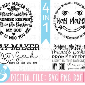 4 Waymaker Svg,Miracle Worker,Christian Svg,Kreuz Svg,Way Maker Miracle Worker Svg,Iron Vinyl,Cut File für Cricut,Instant Download