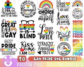 Gay Pride Svg Bundle, LGBT Svg Bundle, Gay Svg, Pride Svg, Rainbow Svg, Gay Pride Shirt Svg, Gay Festival Outfit Svg, Cut Files for Cricut