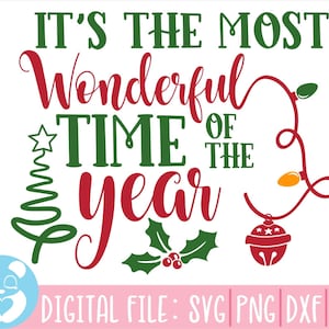 Het is de mooiste tijd van het jaar Svg, Kerstmis Svg, Vrolijk Kerstfeest Svg, Boom Svg, Kerst Citaten Svg, Digitaal Gesneden Bestand, Sneeuw, Cadeau