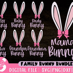 Famille Pâques svg,Pâques svg,lapin familial svg,mama bunny svg,papa lapin svg,fichiers coupés,téléchargement instantané,cricut,silhouette