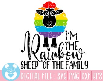 ゲイ プライド SVG、レインボー シープ SVG、LGBT SVG、ゲイ SVG、プライド SVG、レインボー SVG、ゲイ プライド シャツ SVG、ゲイ フェスティバル アウトフィット SVG、Cricut 用カット ファイル