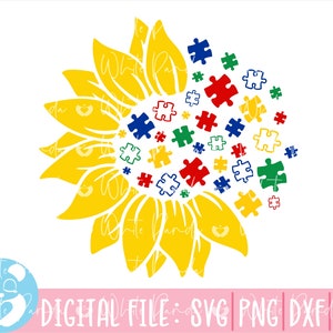 Autismo Girassol Svg, Autismo Svg, Conscientização sobre Autismo Svg, Citação de Autismo Svg, Au-Some Svg, Autismo Mãe Svg, Quebra-cabeça Svg, Autism Ribbon Svg