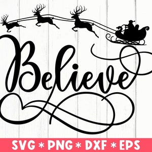 Believe, Santa Schlitten, Santa Rentier, Santa Rentier, Believe in Christmas