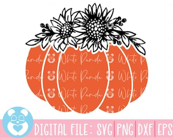 Flower Pumpkin Svg, Floral Pumpkin Svg, Pumpkin Svg, Fall Svg, Herfst Svg, Halloween Svg, Pompoen met bloemen Svg, Png, Dxf